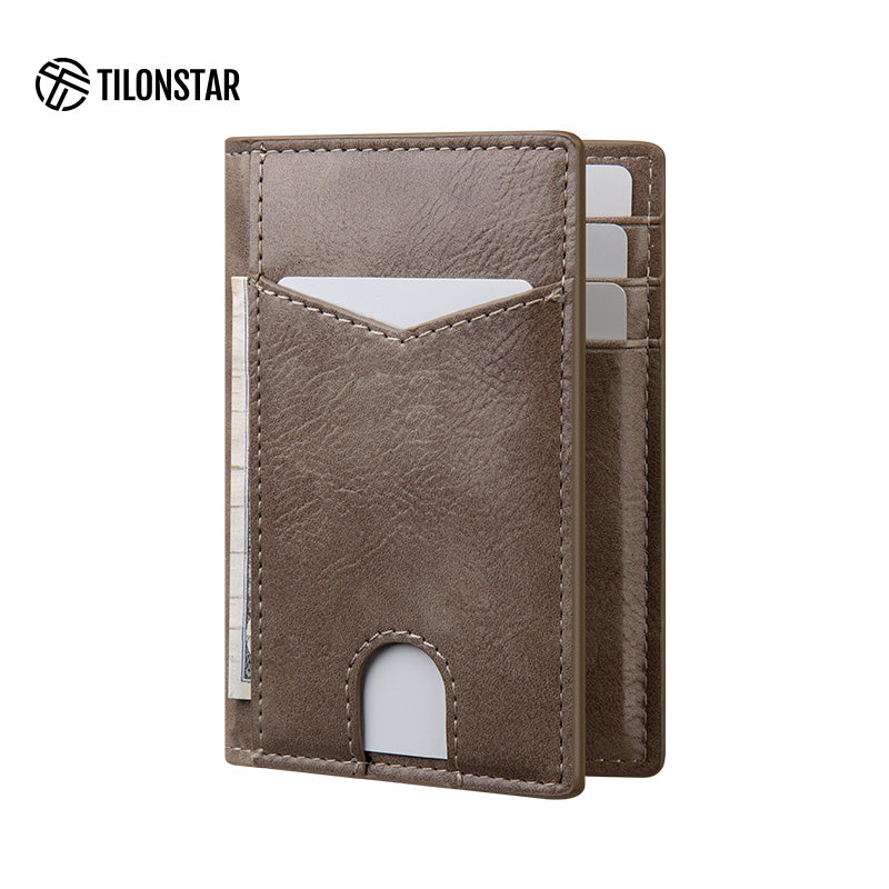TVW100 - Minimalist Leather Bi-fold Card Wallet,TILONSTAR