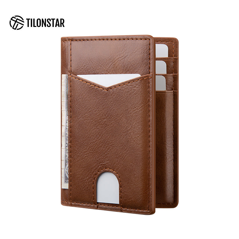 TVW100 - Minimalist Leather Bi-fold Card Wallet,TILONSTAR