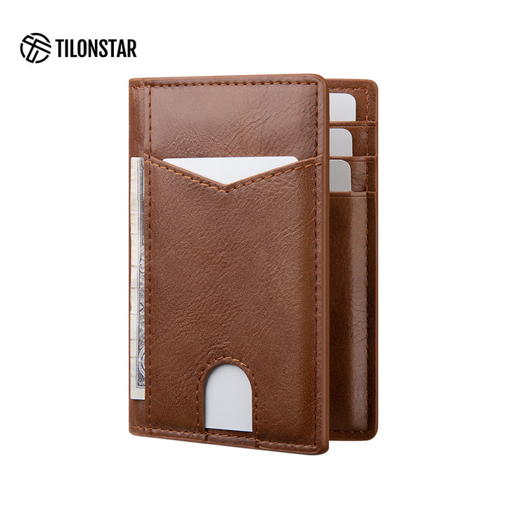 TVW100 - Minimalist Leather Bi-fold Card Wallet,TILONSTAR