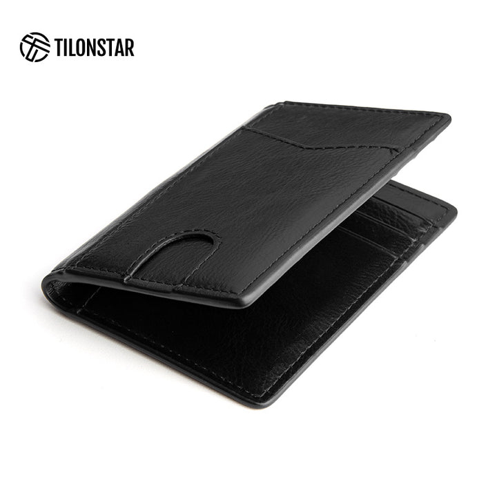 TVW100 - Minimalist Leather Bi-fold Card Wallet,TILONSTAR