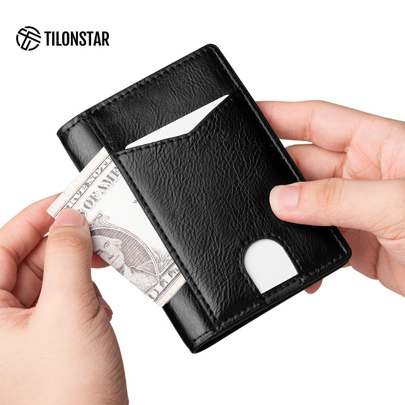 TVW100 - Minimalist Leather Bi-fold Card Wallet,TILONSTAR