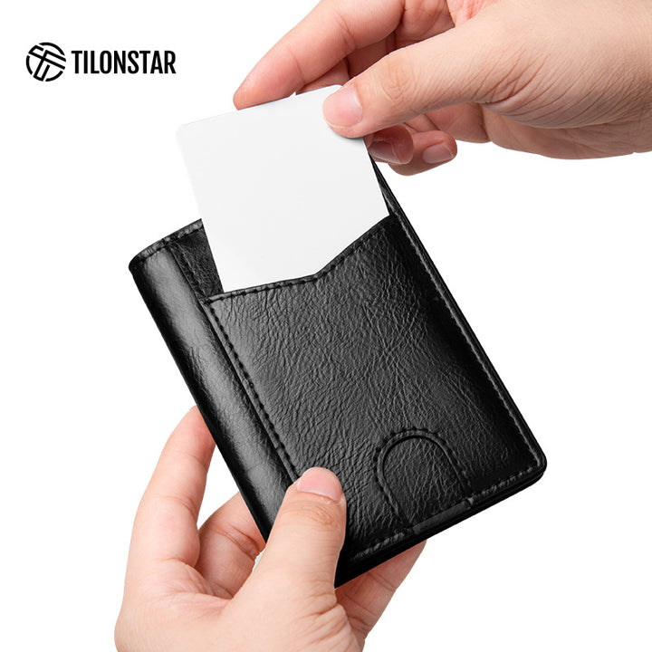 TVW100 - Minimalist Leather Bi-fold Card Wallet,TILONSTAR