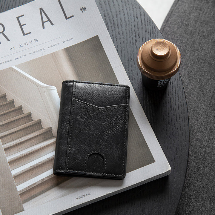 TVW100 - Minimalist Leather Bi-fold Card Wallet,TILONSTAR