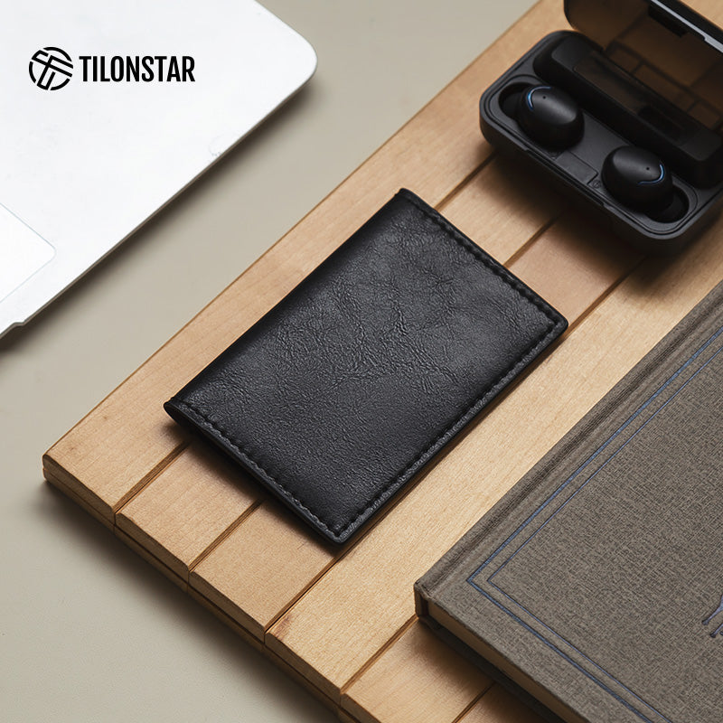 TVW104 - Slim Leather Business Card Holder, Up to Hold 20 Cards