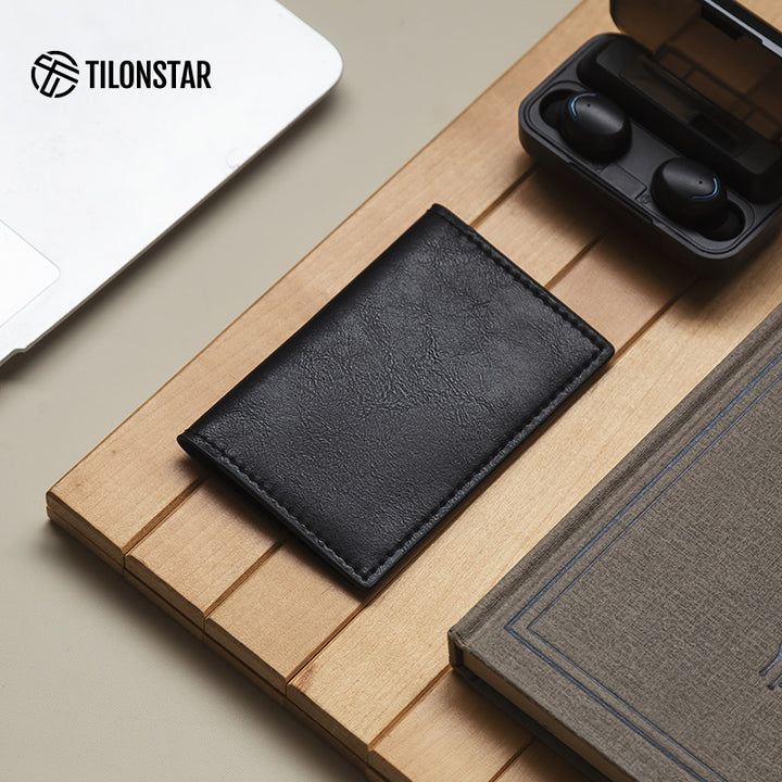 TVW104 - Slim Leather Business Card Holder, Up to Hold 20 Cards