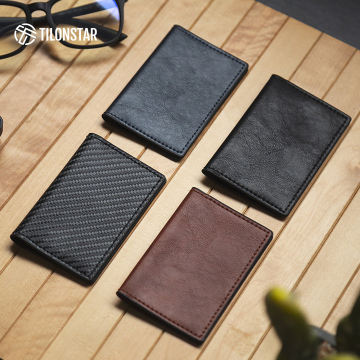 TVW104 - Slim Leather Business Card Holder, Up to Hold 20 Cards