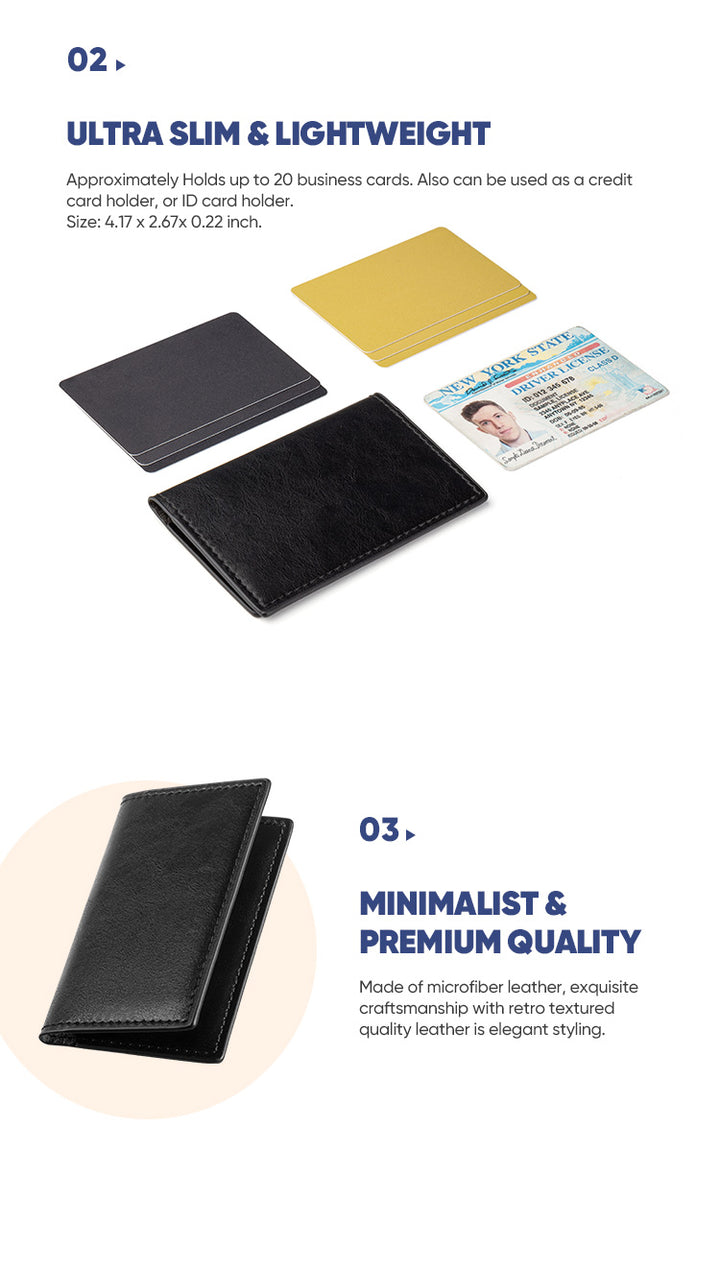 TVW104 - Slim Leather Business Card Holder, Up to Hold 20 Cards