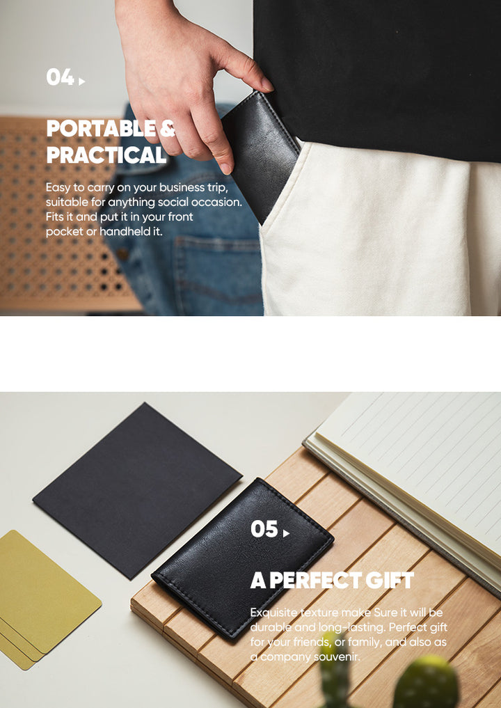 TVW104 - Slim Leather Business Card Holder, Up to Hold 20 Cards