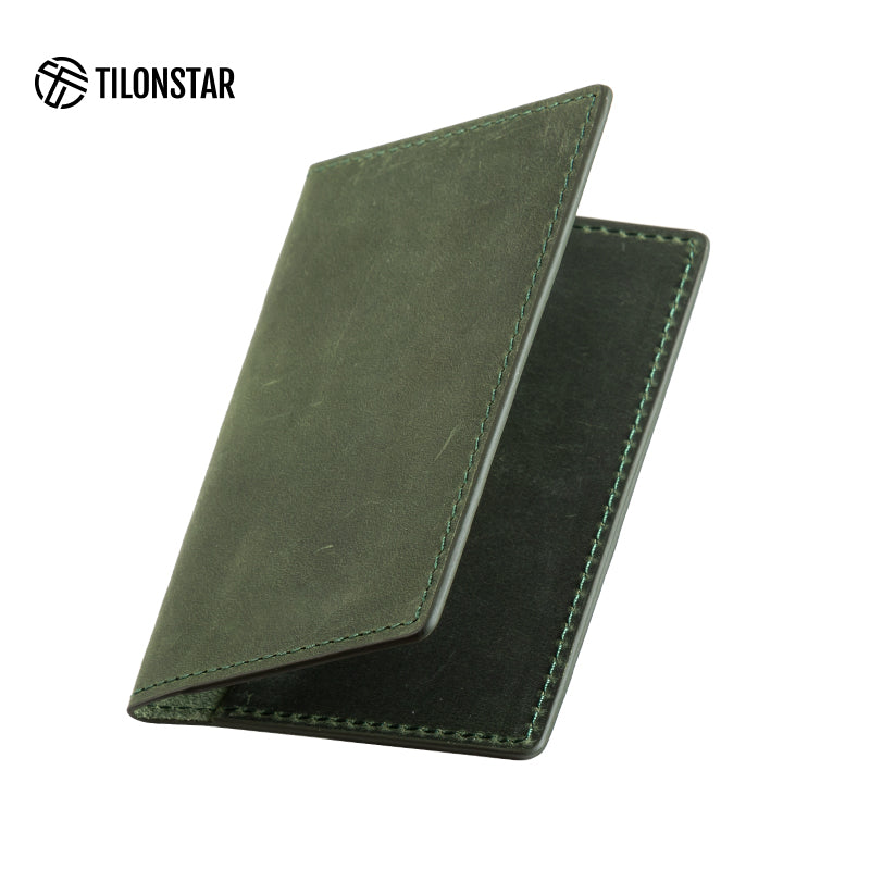 TVW104C - Crazy Horse Genuine Leather Bifold Business Card Holder