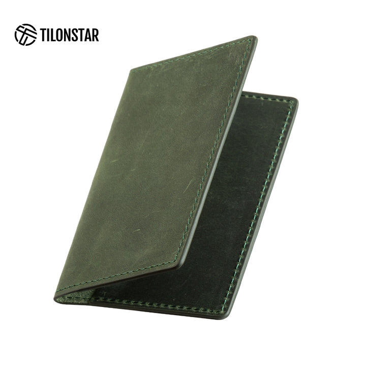 TVW104C - Crazy Horse Genuine Leather Bifold Business Card Holder