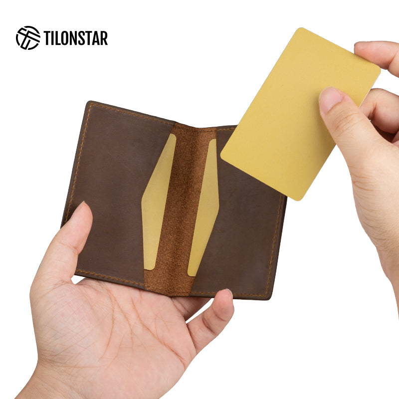 TVW104C - Crazy Horse Genuine Leather Bifold Business Card Holder