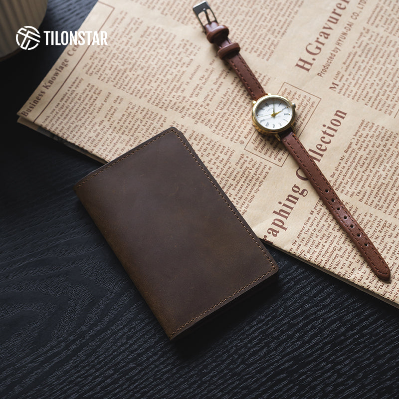 TVW104C - Crazy Horse Genuine Leather Bifold Business Card Holder