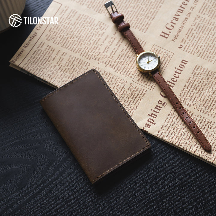 TVW104C - Crazy Horse Genuine Leather Bifold Business Card Holder