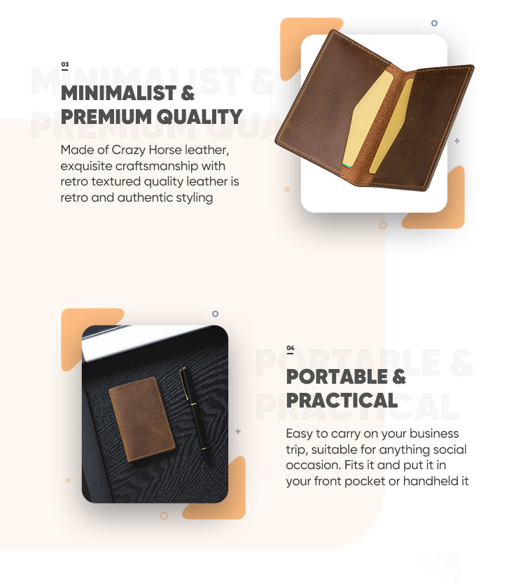 TVW104C - Crazy Horse Genuine Leather Bifold Business Card Holder