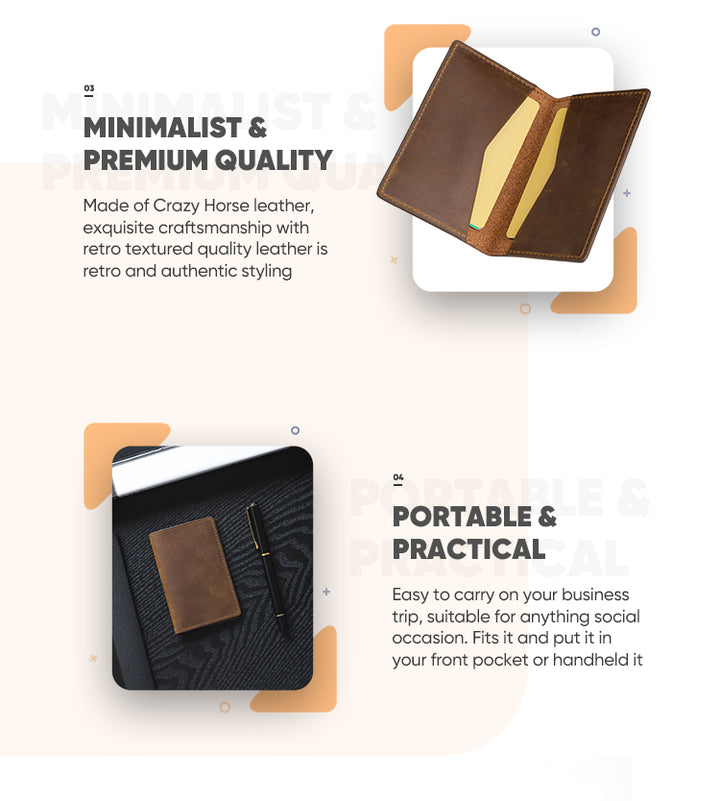 TVW104C - Crazy Horse Genuine Leather Bifold Business Card Holder