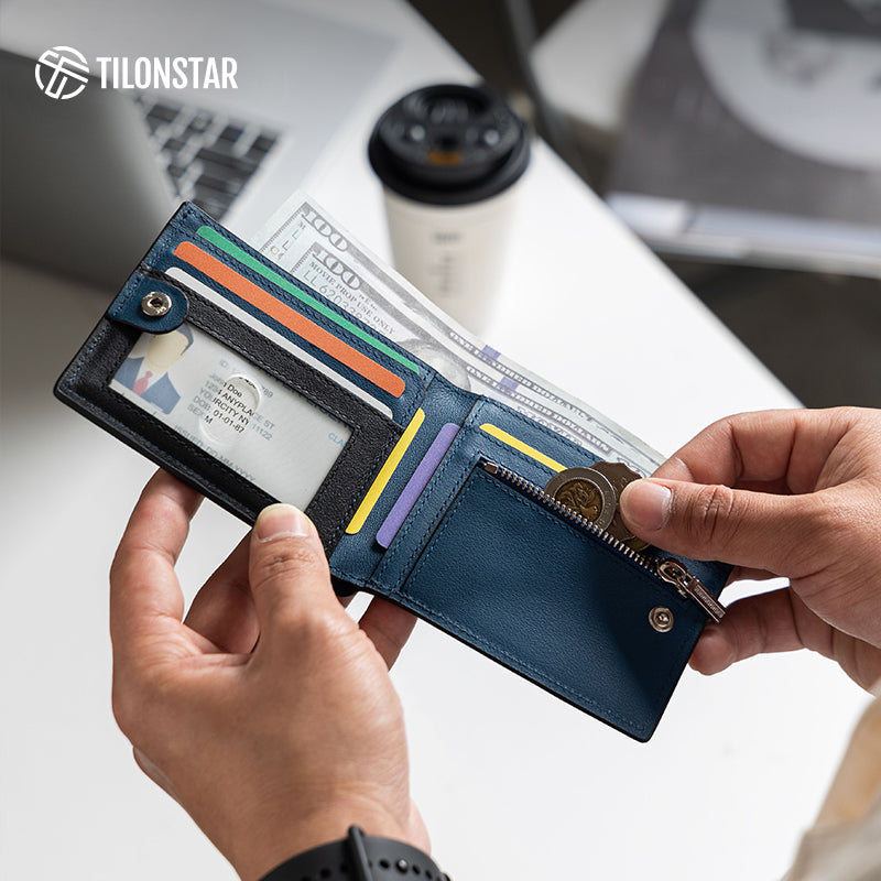 TVW128P Wallet - Genuine Leather Bifold Coin Credit Card,TILONSTAR
