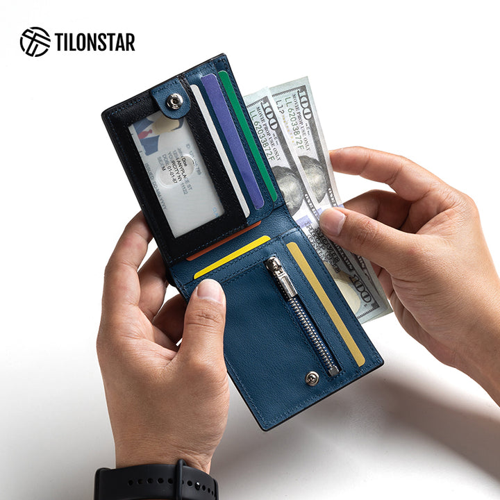 TVW128P Wallet - Genuine Leather Bifold Coin Credit Card,TILONSTAR
