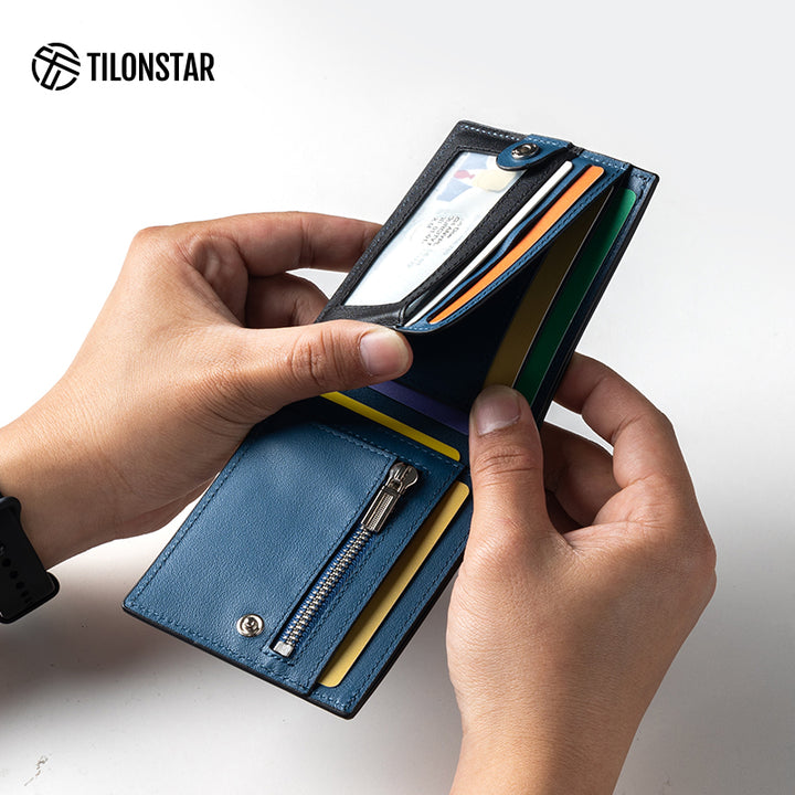TVW128P Wallet - Genuine Leather Bifold Coin Credit Card,TILONSTAR