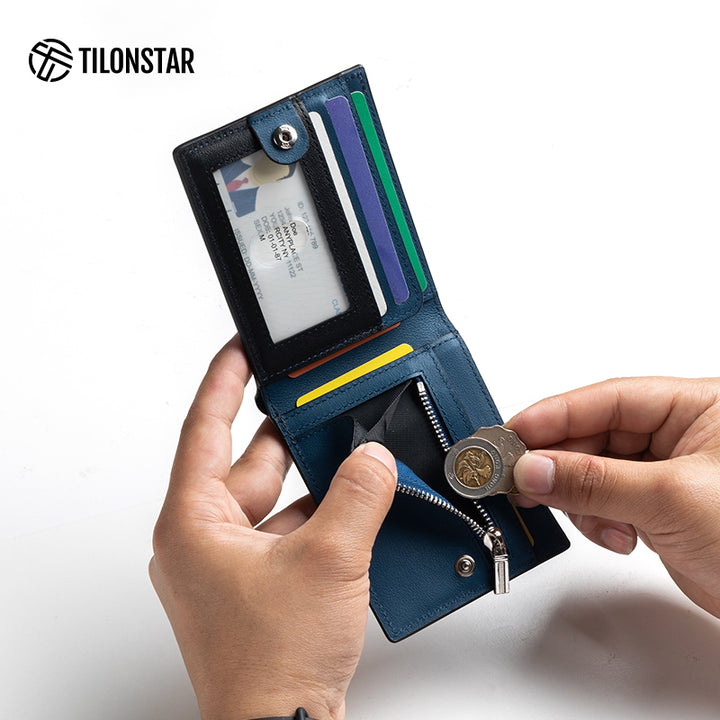 TVW128P Wallet - Genuine Leather Bifold Coin Credit Card,TILONSTAR