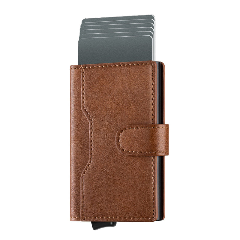 TVC207 - Leather Pop-up Wallet - Sleek Aluminum Business Card Protector