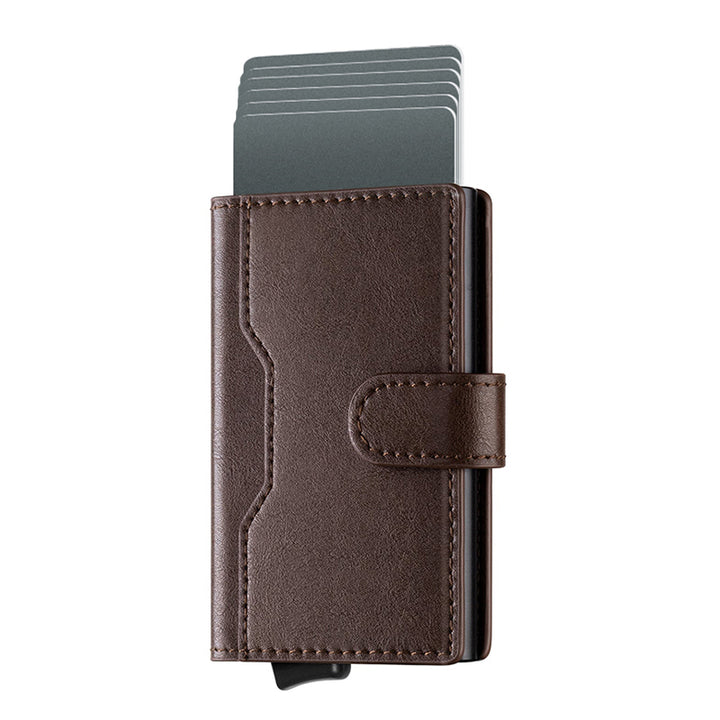 TVC207 - Leather Pop-up Wallet - Sleek Aluminum Business Card Protector