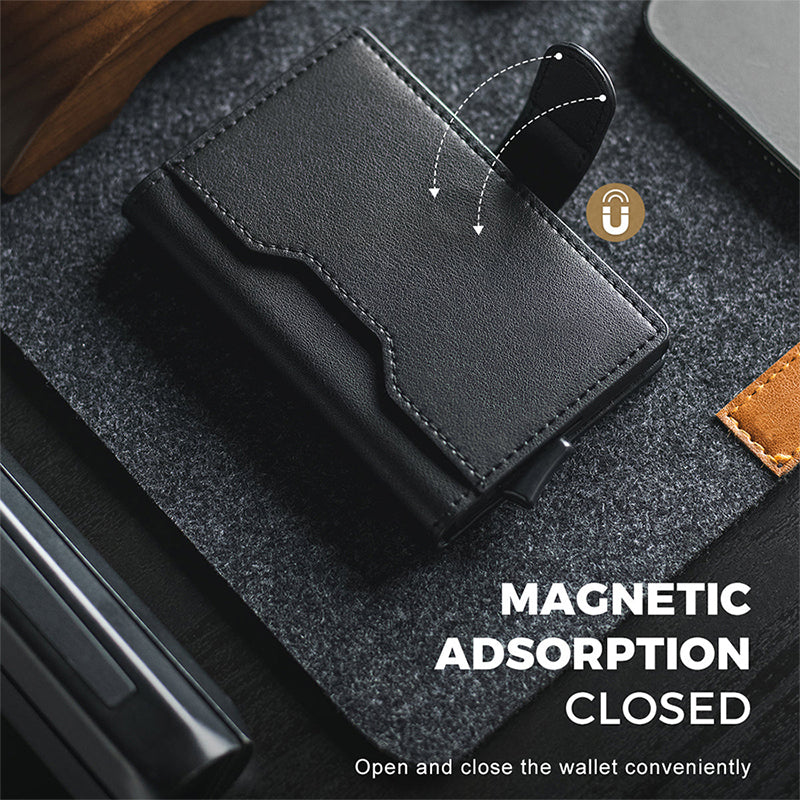 TVC207 - Leather Pop-up Wallet - Sleek Aluminum Business Card Protector