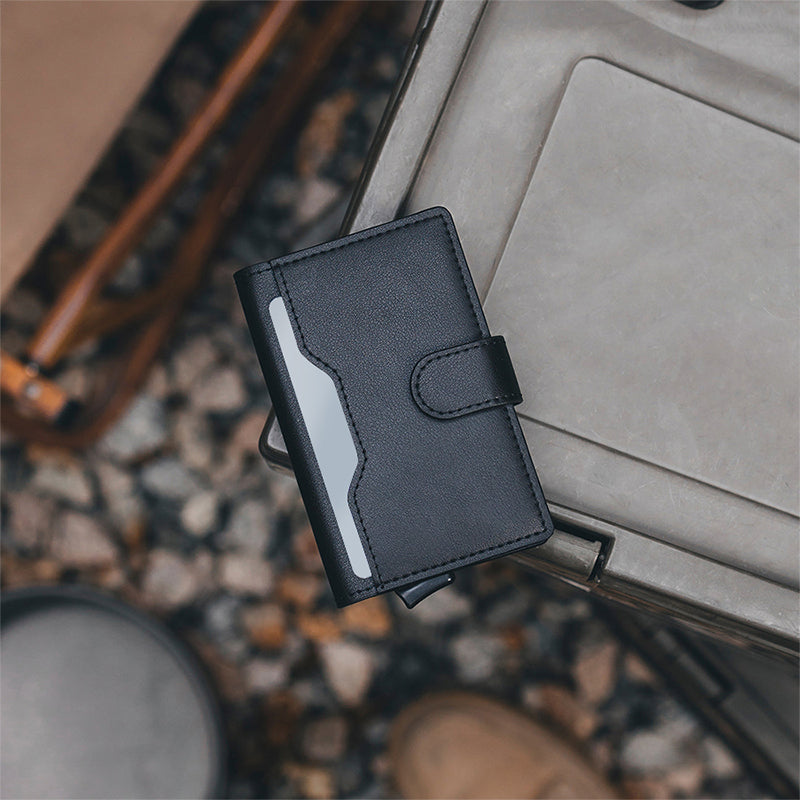TVC207 - Leather Pop-up Wallet - Sleek Aluminum Business Card Protector