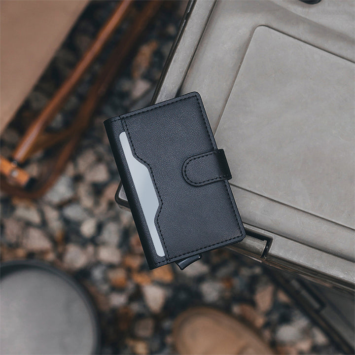 TVC207 - Leather Pop-up Wallet - Sleek Aluminum Business Card Protector