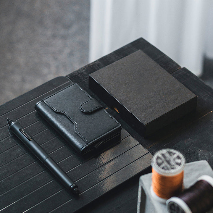 TVC207 - Leather Pop-up Wallet - Sleek Aluminum Business Card Protector