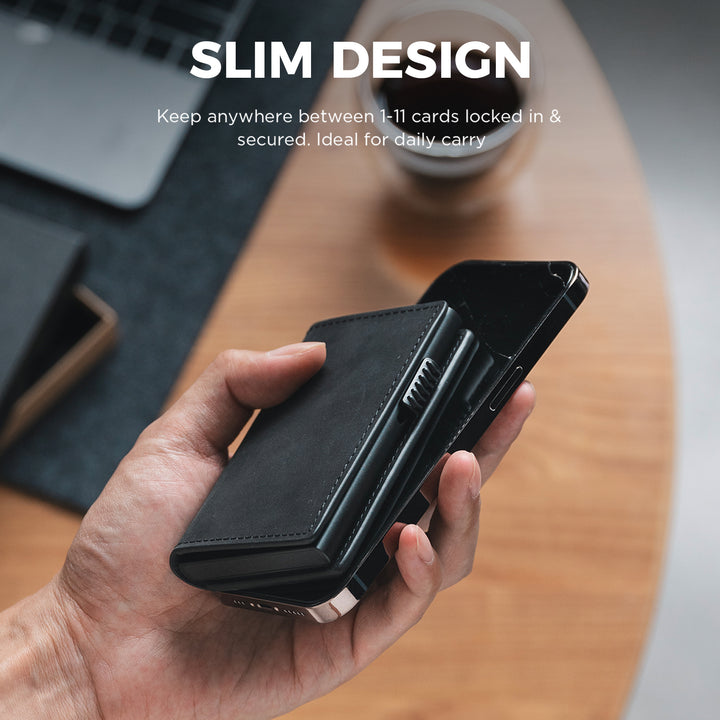 TVC315P - Crazy Horse Genuine Leather Pop-up Wallet，RFID Blocking Slim Minimalist Credit Card Holder