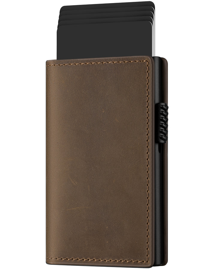 TVC315P - Crazy Horse Genuine Leather Pop-up Wallet，RFID Blocking Slim Minimalist Credit Card Holder