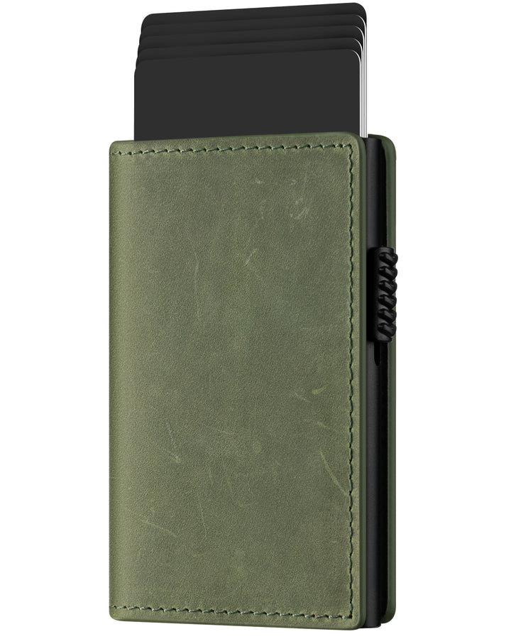 TVC315P - Crazy Horse Genuine Leather Pop-up Wallet，RFID Blocking Slim Minimalist Credit Card Holder