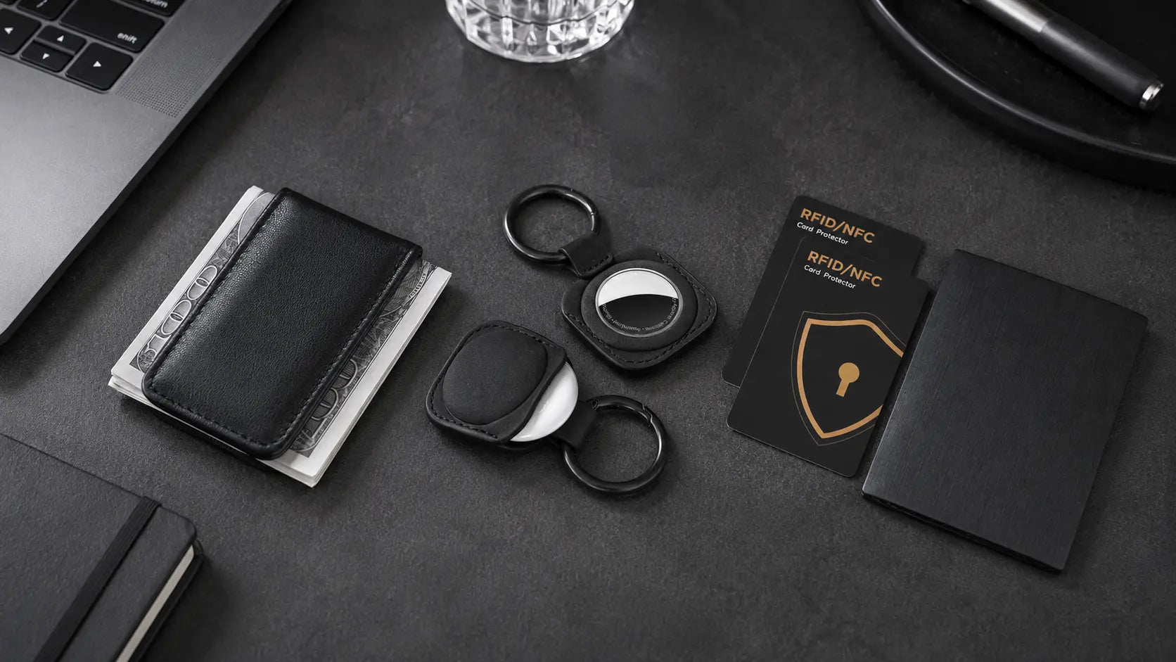 TILONSTAR wallet accessories including money clip AirTag holder and RFID protection cards