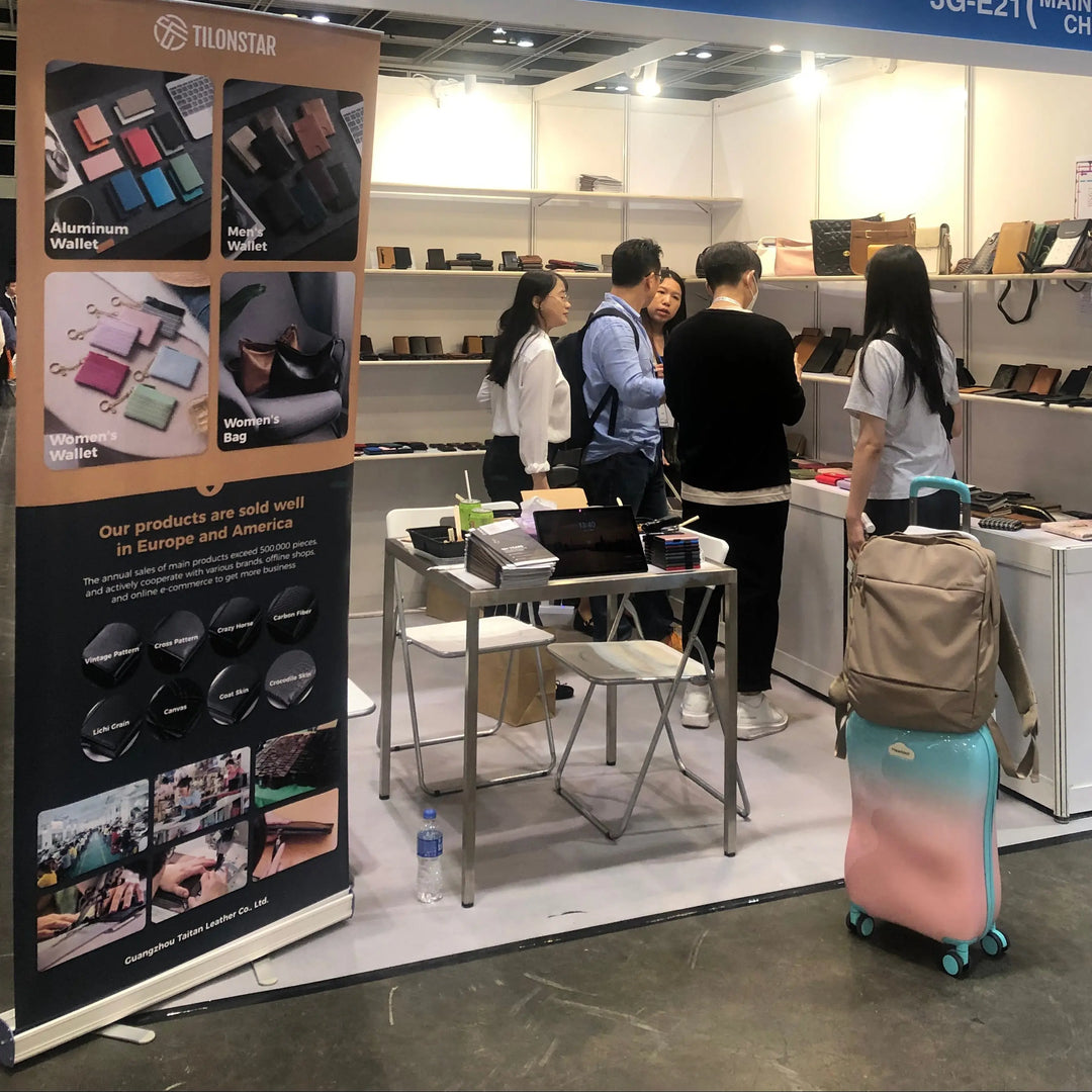 TILONSTAR booth at Hong Kong Global Sources Show for OEM and private label wallets