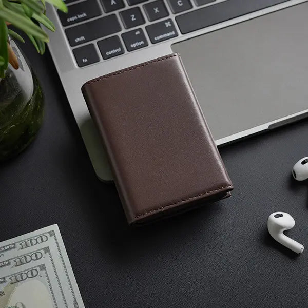 TILONSTAR leather aluminum wallet combining premium leather and RFID protection