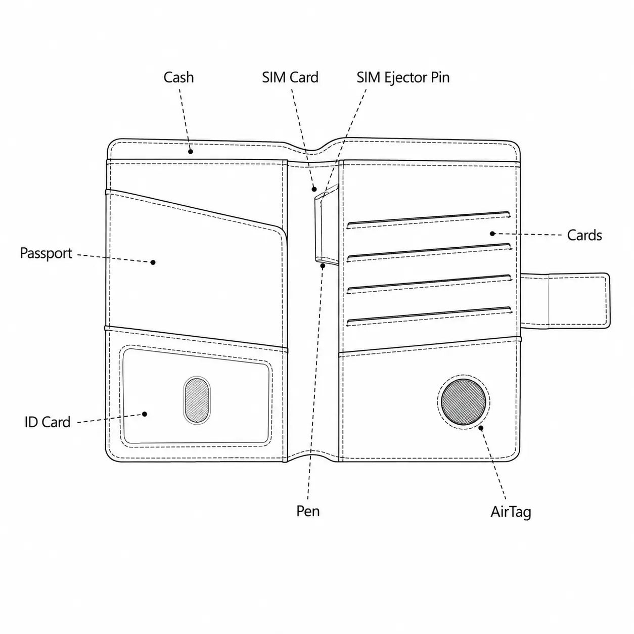 TILONSTAR passport holder with passport card cash and AirTag compartments
