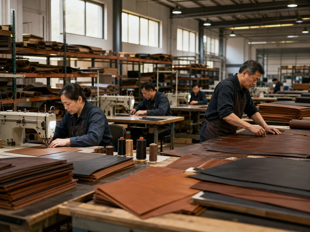 TILONSTAR wallet manufacturing workshop with skilled workers and leather materials